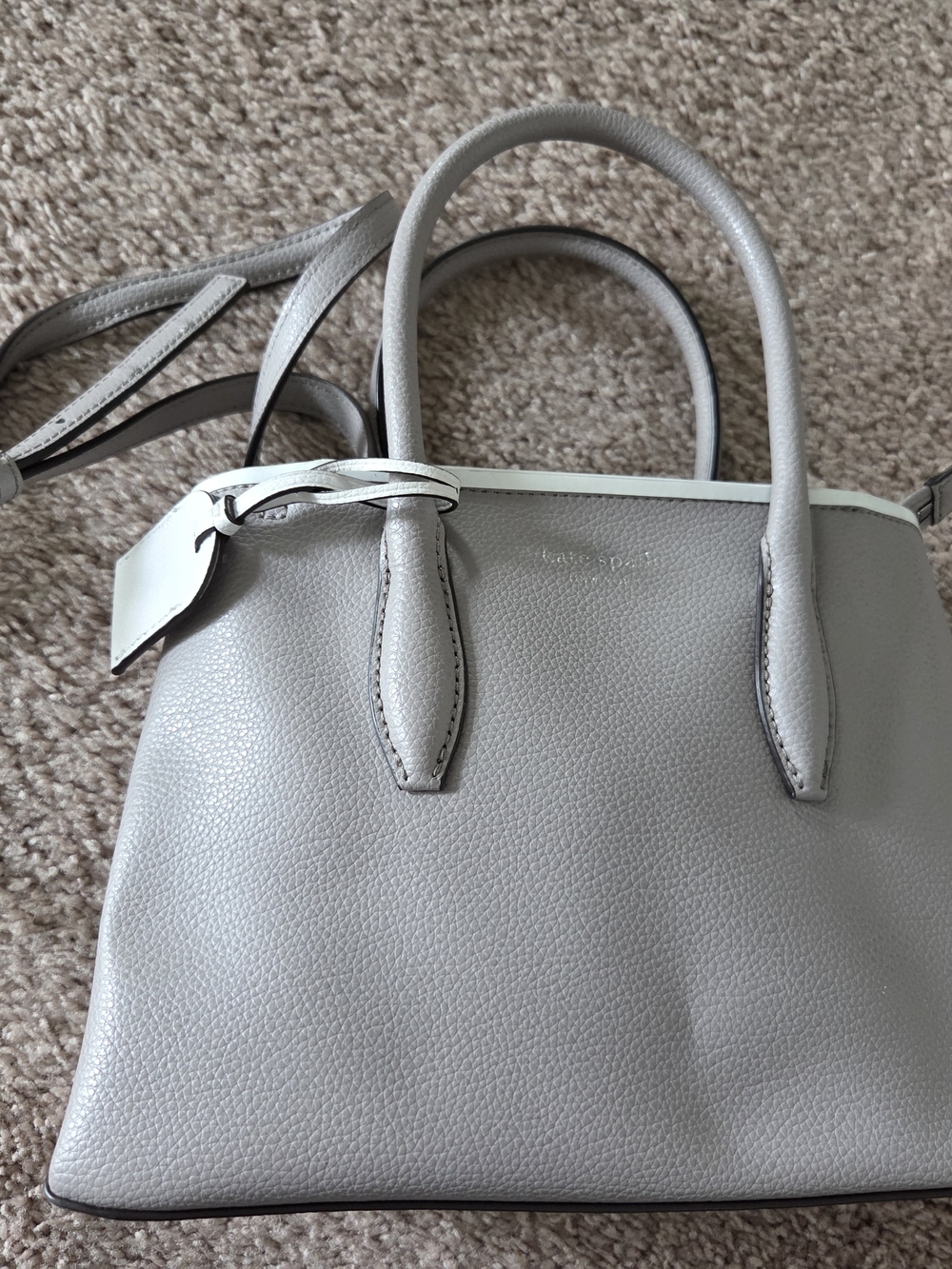 Kate Spade Light Gray Leather Top-Handle Tote - Women's Bag